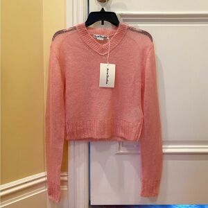 Acne Studios Soft Pink V-Neck Cropped Sweater